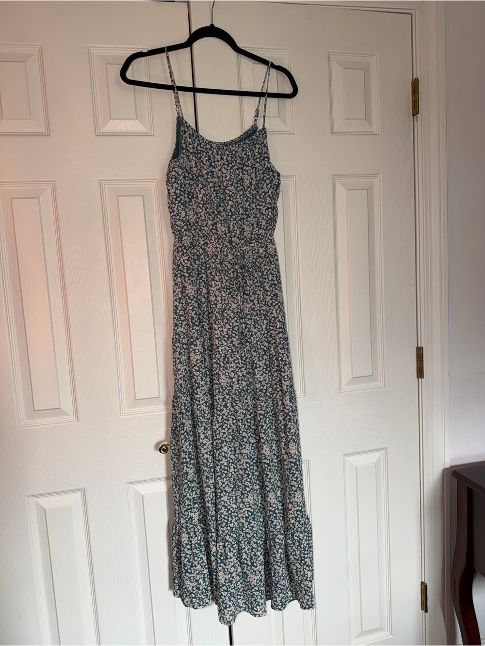 Sienna Sky dark green/teal Floral Maxi Dress with Spaghetti Straps - Picture 1 of 4